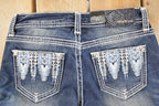 Vintage Deadstock Y2K Grace In LA Bedazzled Bootcut Low Rise Jeans Women's Size 26 x 32
