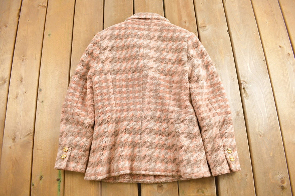 Vintage 1980s Fleece Houndstooth Blazer