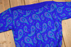 Vintage 1980s Dayglo Paisley Print Boat-Neck Knit Sweater