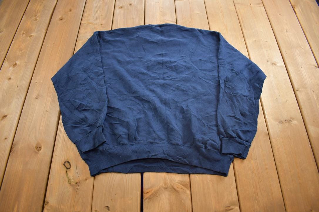 Vintage 1990s Black Blue Crewneck Sweatshirt Made In USA