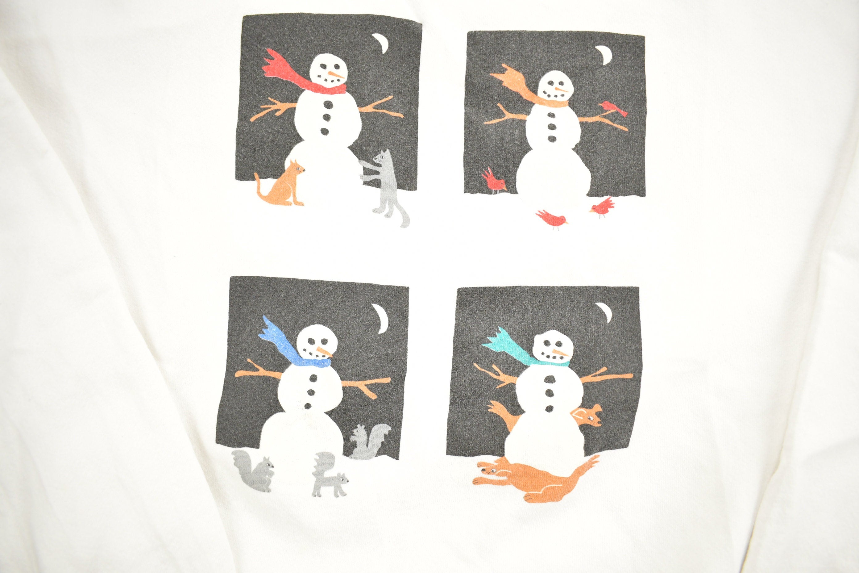 Vintage 1990s Snowman & Animals Themed Crewneck Sweatshirt