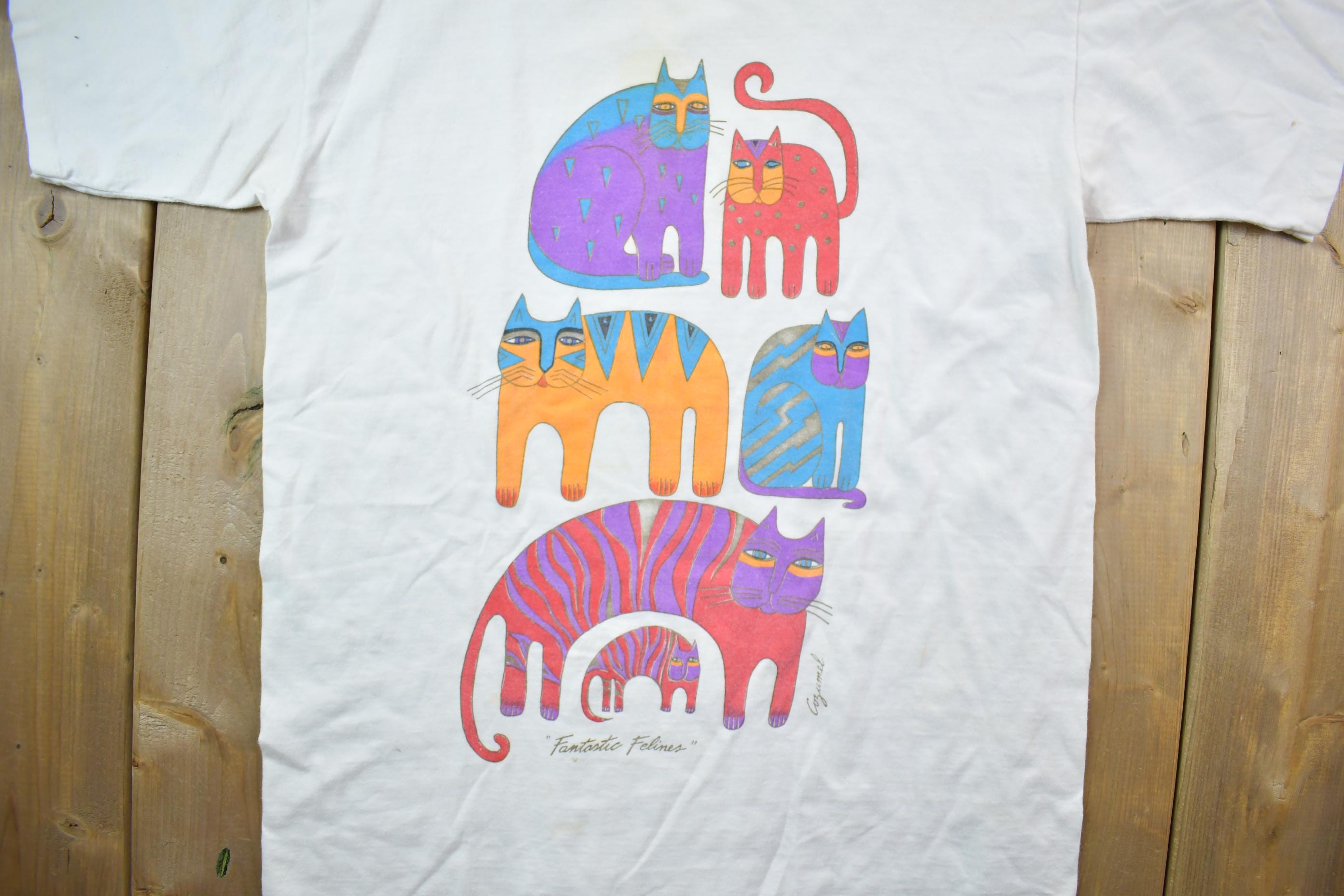 Vintage 1990s Cat Theme Graphic T-Shirt