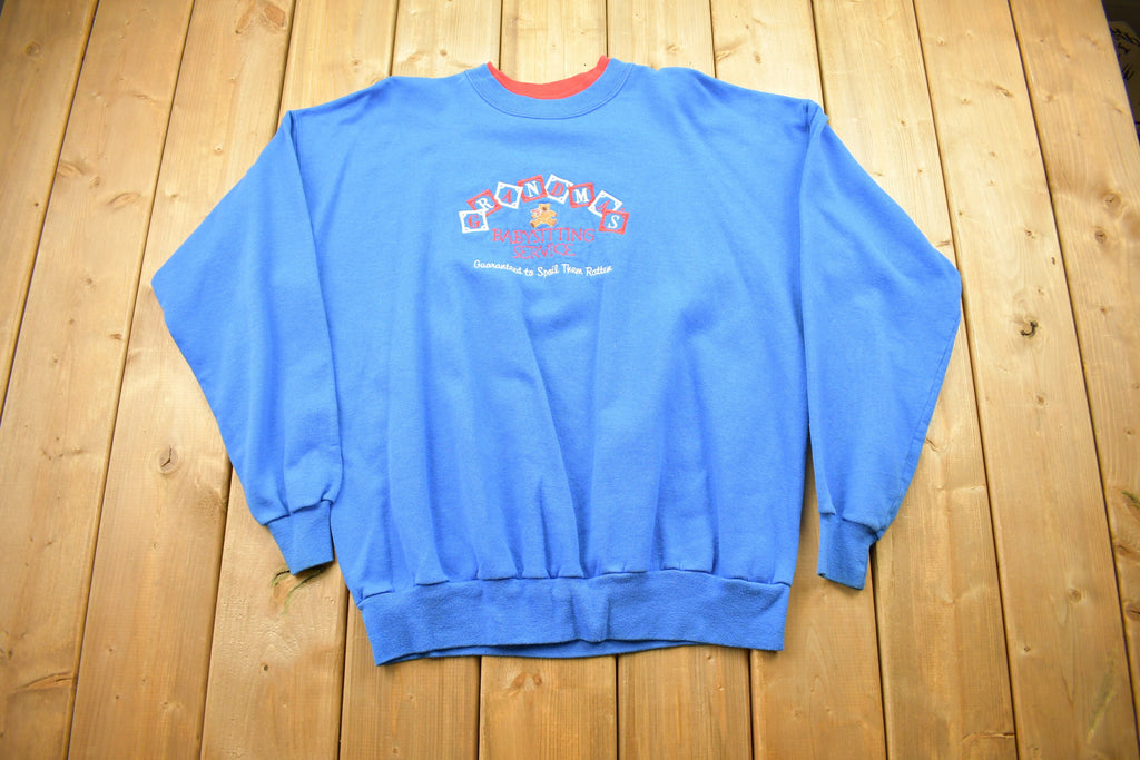 Vintage 1990s Grandma's Babysitting Service Crewneck Sweater