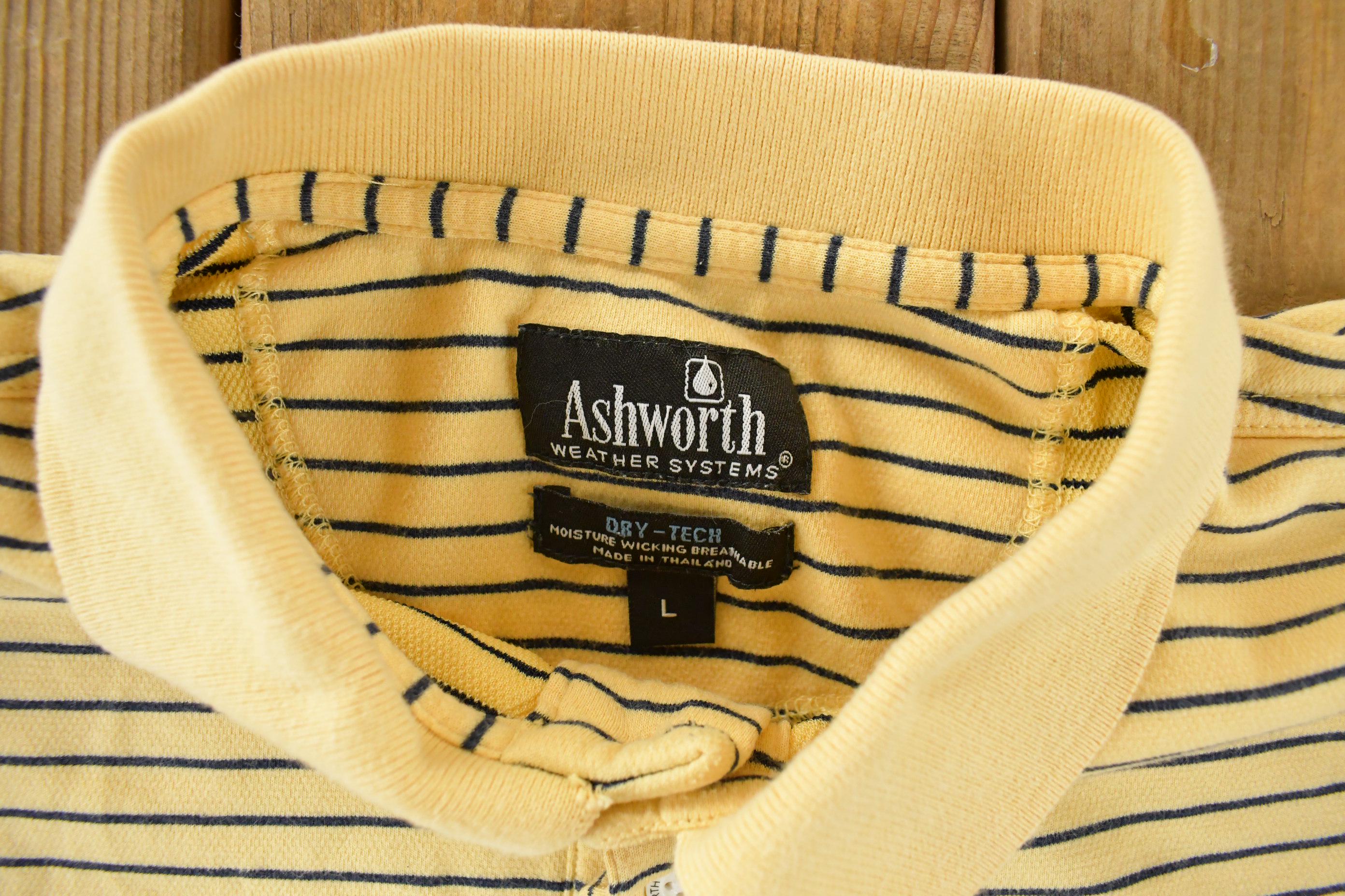 Vintage 1990s Ashworth Striped Rugby Shirt Men's Large