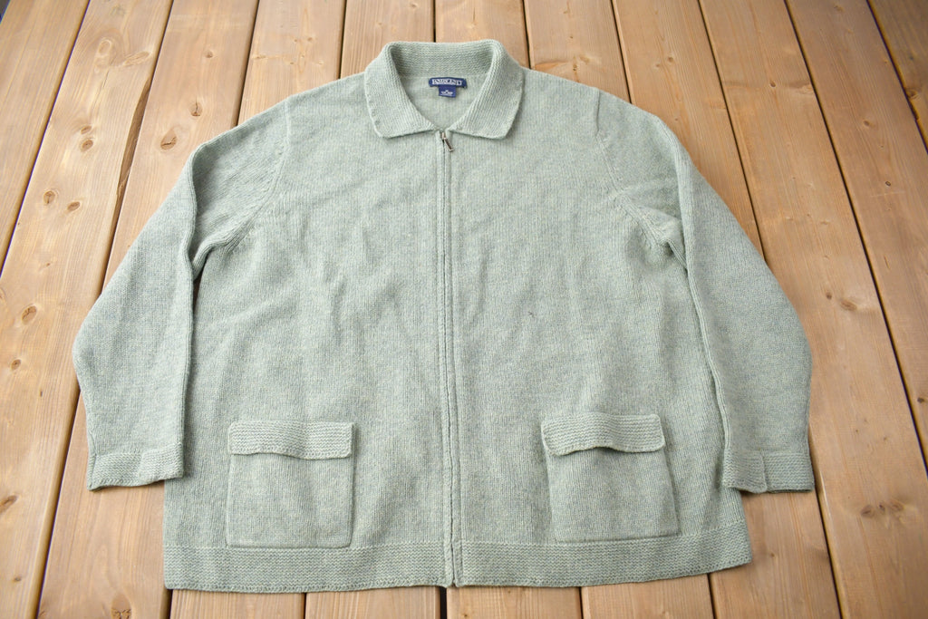 Vintage 1990s Lands End Knit Zip Up Sweater