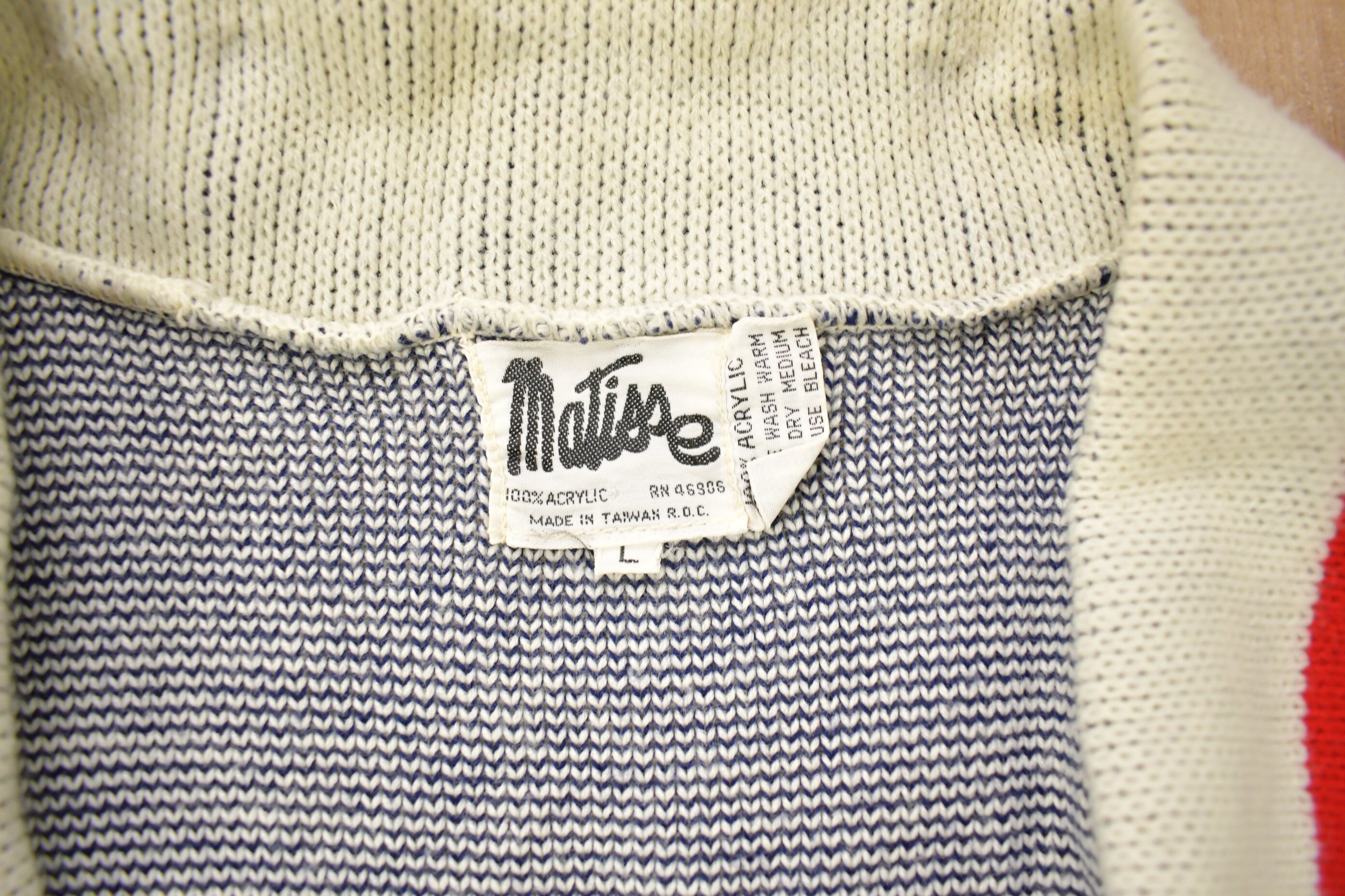 Vintage 1980s Matisse Knitted Open Shall Cardigan Sweater  Vintage Cardigan  Button Up  Abstract Pattern  All Over Pattern