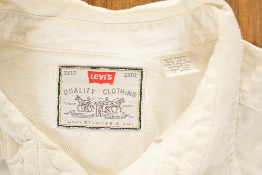 Vintage 1990s Levis White Button Up Shirt Mens XL