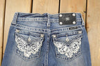 Vintage Deadstock Y2K Miss Me Bedazzled Low Rise Jeans Women's Size 26x31