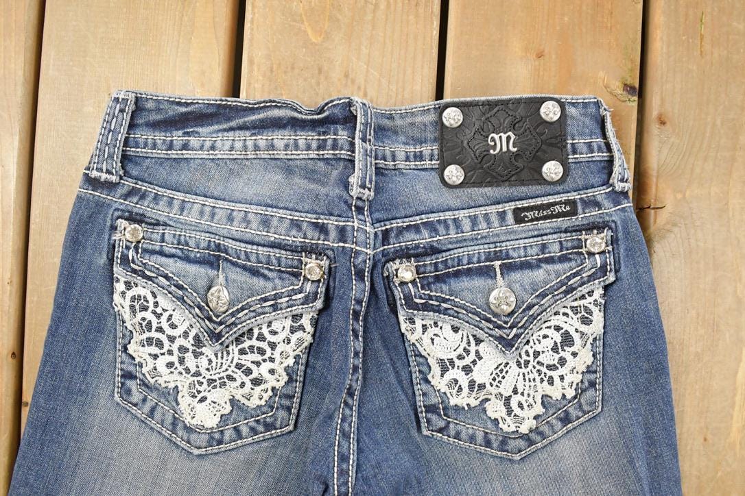 Vintage Deadstock Y2K Miss Me Bedazzled Low Rise Jeans Women's Size 26x31