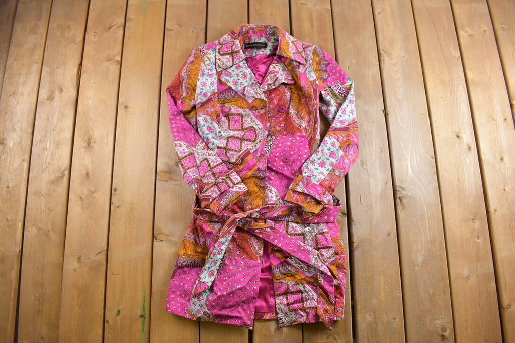 Vintage 1990s Dana Buchman Abstract Pattern Full Length Coat