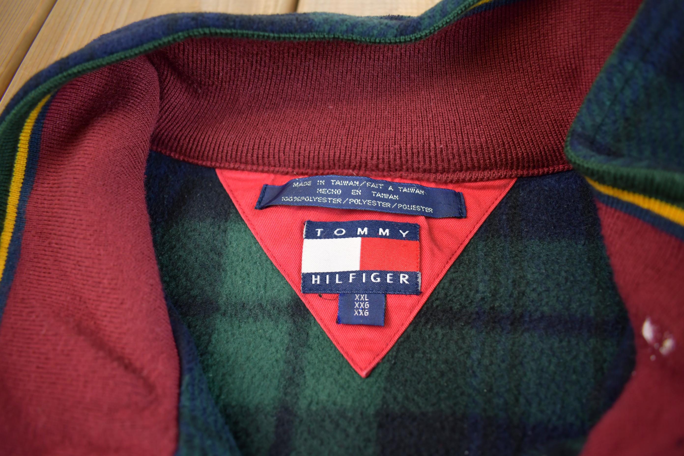Vintage 1990s Tommy Hilfiger Plaid Fleece Sweater