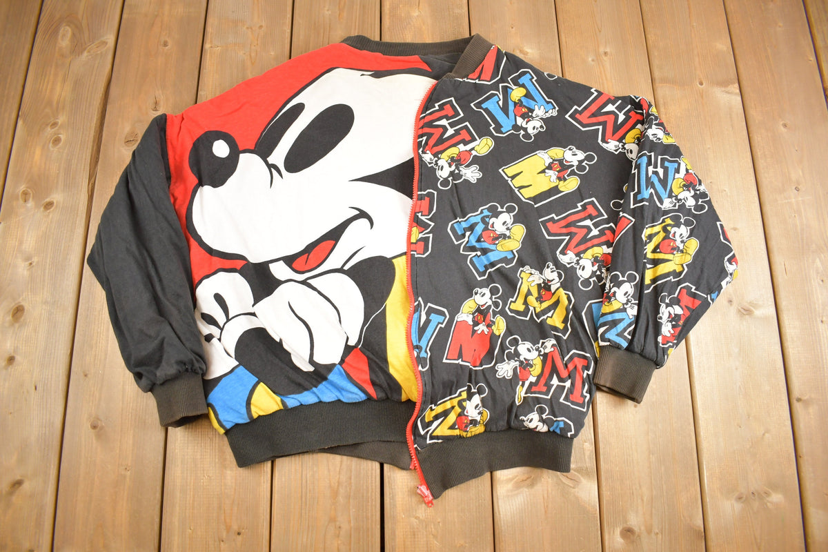 Vintage 1990s Disney Mickey Mouse All Over Print Reversible Jacket