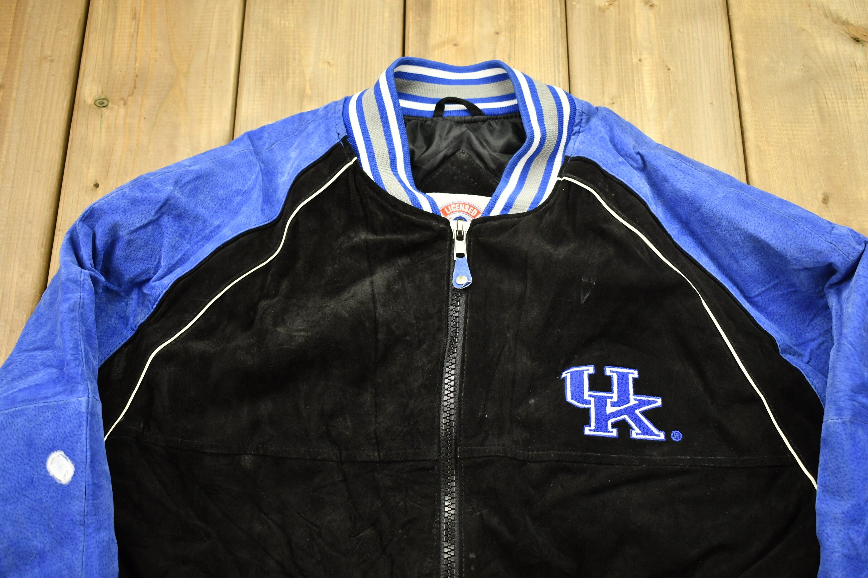 Vintage 1990s University Of Kentucky Leather Varsity Jacket  Leather Coat  Winter Outerwear  Streetwear Fashion  Suede Jacket