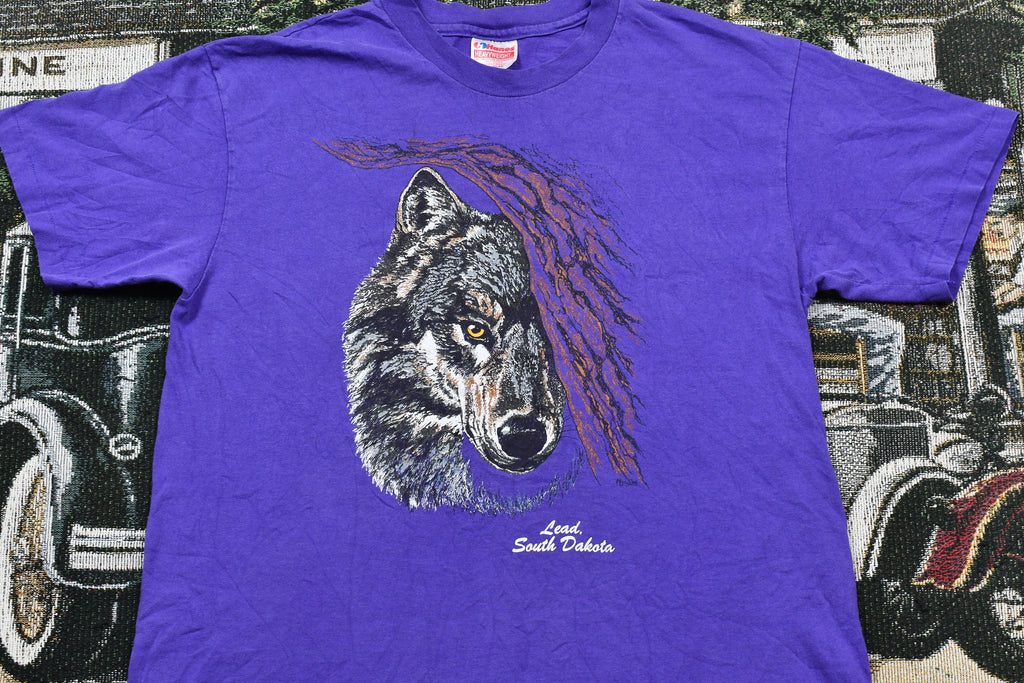Vintage 1990s Lead South Dakota Single Stitch Wolf T-Shirt