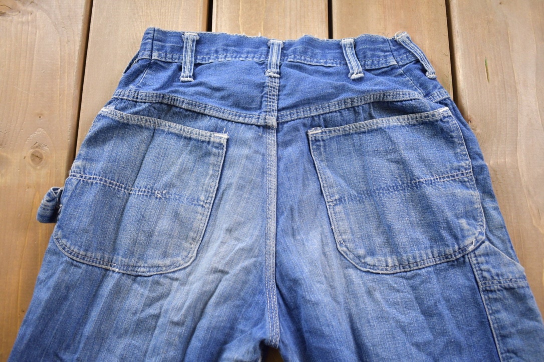 Vintage 1990s Faded Patchwork Denim Jeans Size  American Vintage  Workwear  Streetwear  Vintage Pants  Casual Wear  Essentials