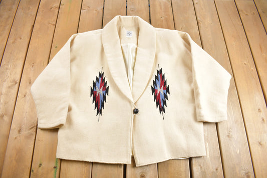 Vintage 1970s Hand Woven Chimayo Jacket / Hand Woven / Outdoorsman / True Vintage / Ortega's / Size XL / All Wool