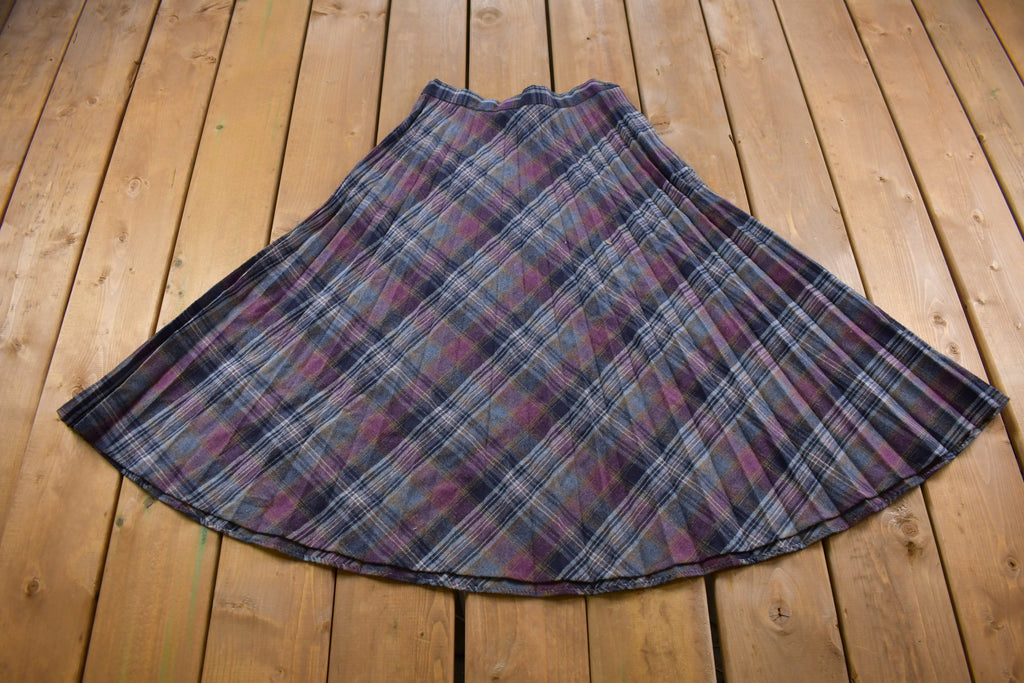 True Vintage 1970's Up Above Plaid Long Skirt 26 x 31