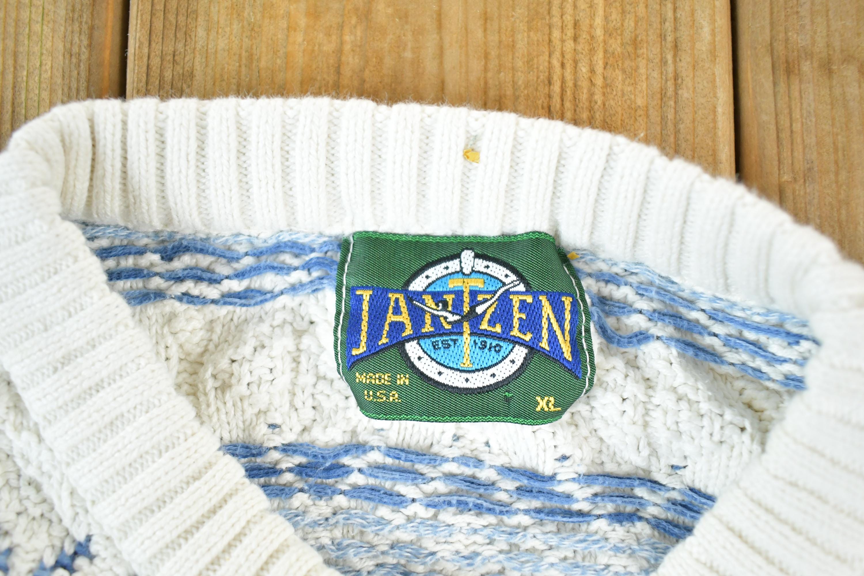 Vintage 1990s Jantzen Knit Abstract Pattern Crewneck Sweater Mens XL
