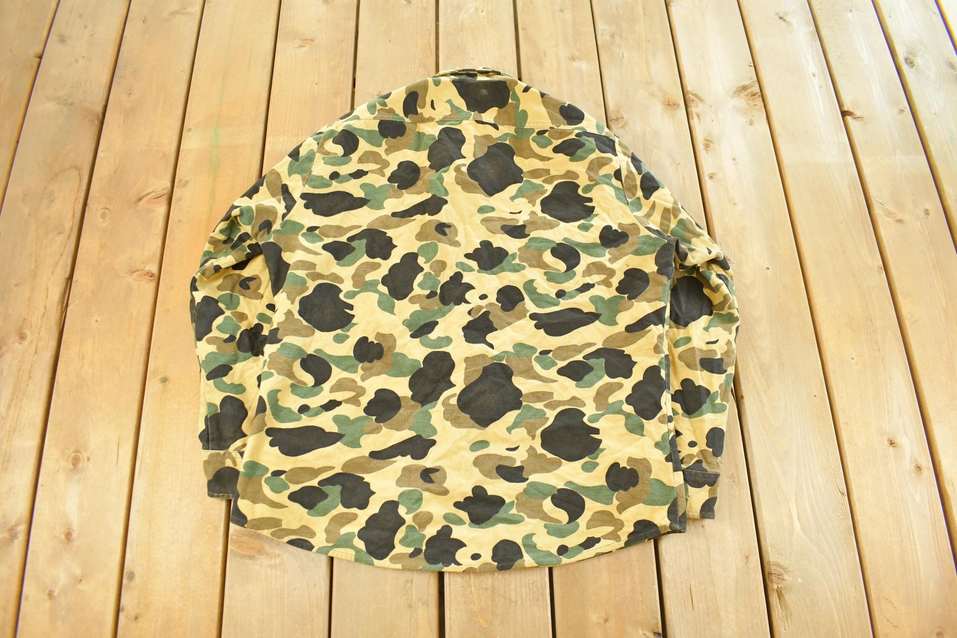 Vintage 1980s Private Property Duck Camo Cloth Button Up Shirt Men's Large / True Vintage / Hunting Shirt / Outdoors / Made In USA