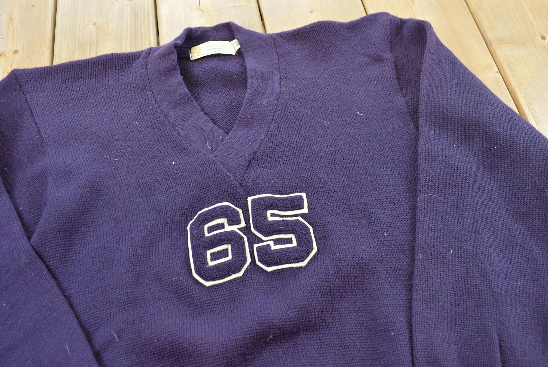 Vintage 1960s 100% Wool Collegiate Chenille Patch Varsity Style Knit Sweater True Vintage Women's M /