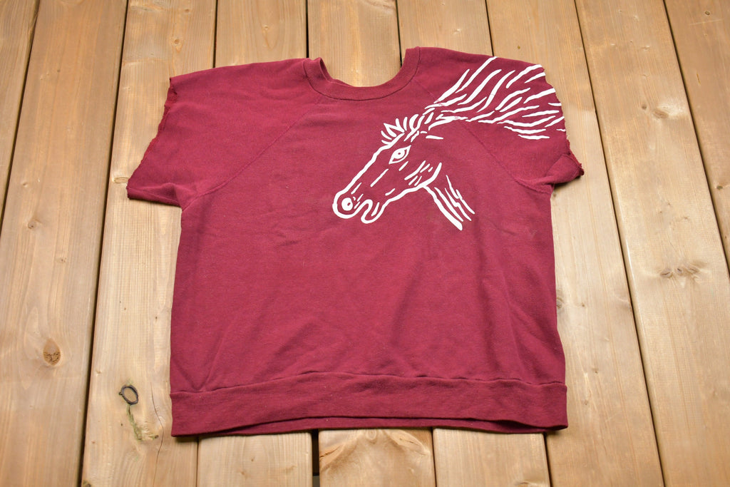 Vintage 1990s Ripped Sleeves Horse Crewneck Sweatshirt