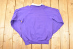 Vintage 1990s Design Pointe Floral Collared Graphic Print Crewneck Sweatshirt Women's M
