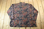 Vintage 1990s Abstract Patterned All-Over-Print Textured Long Sleeve Graphic T-Shirt