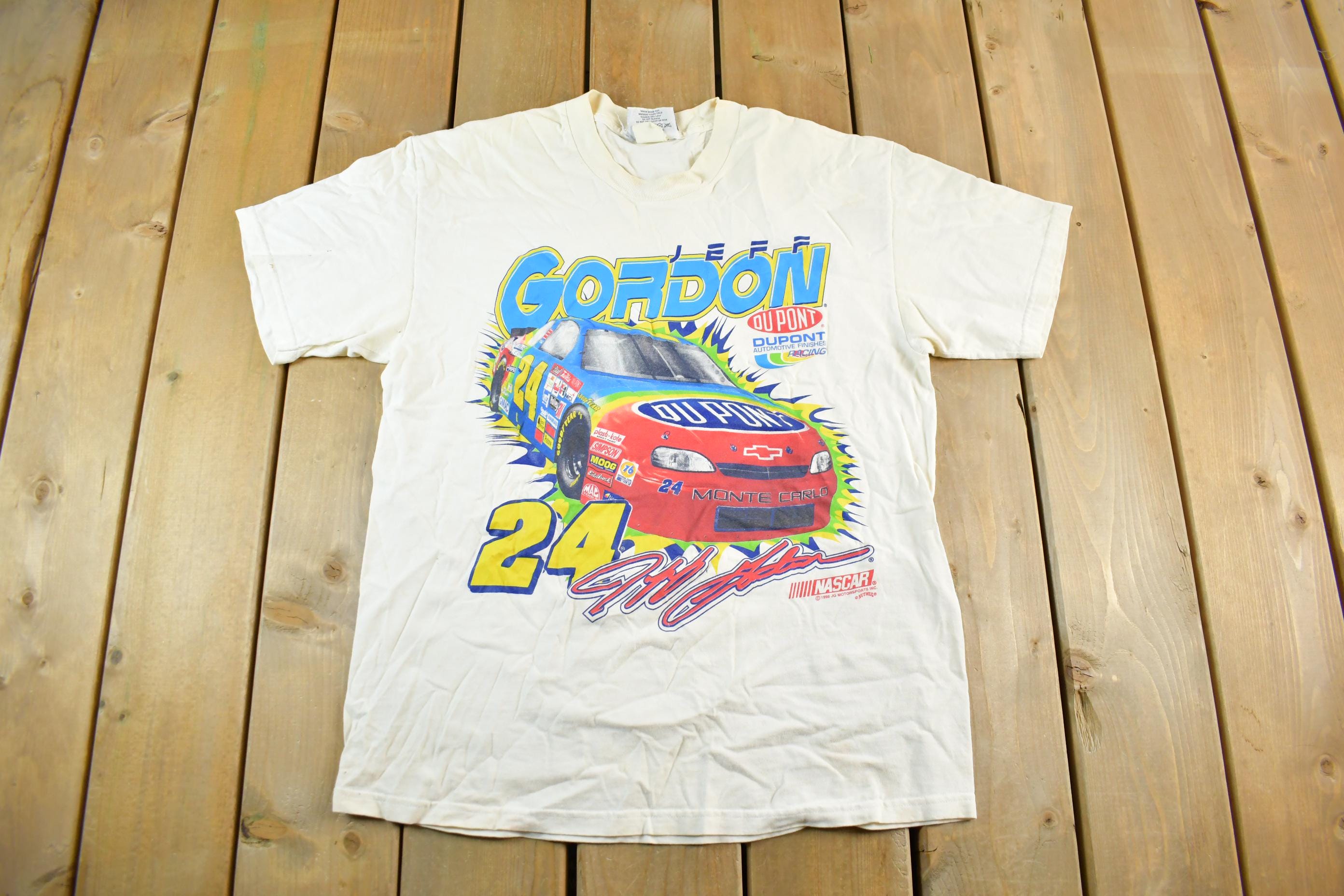 Vintage 1990s NASCAR Jeff Gordon Racing Graphic T-Shirt Men's Medium / Chase Authentics / 90s Racing Tee