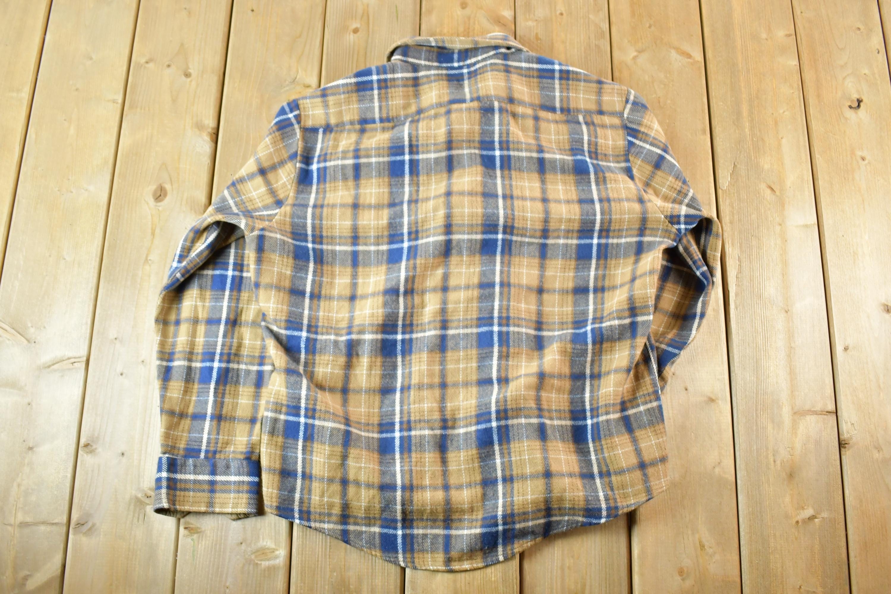 Vintage 1980s Sears Plaid Button Up Shirt Men's L