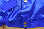 Vintage 1980s Blue Snap Button Satin Jacket Made In USA
