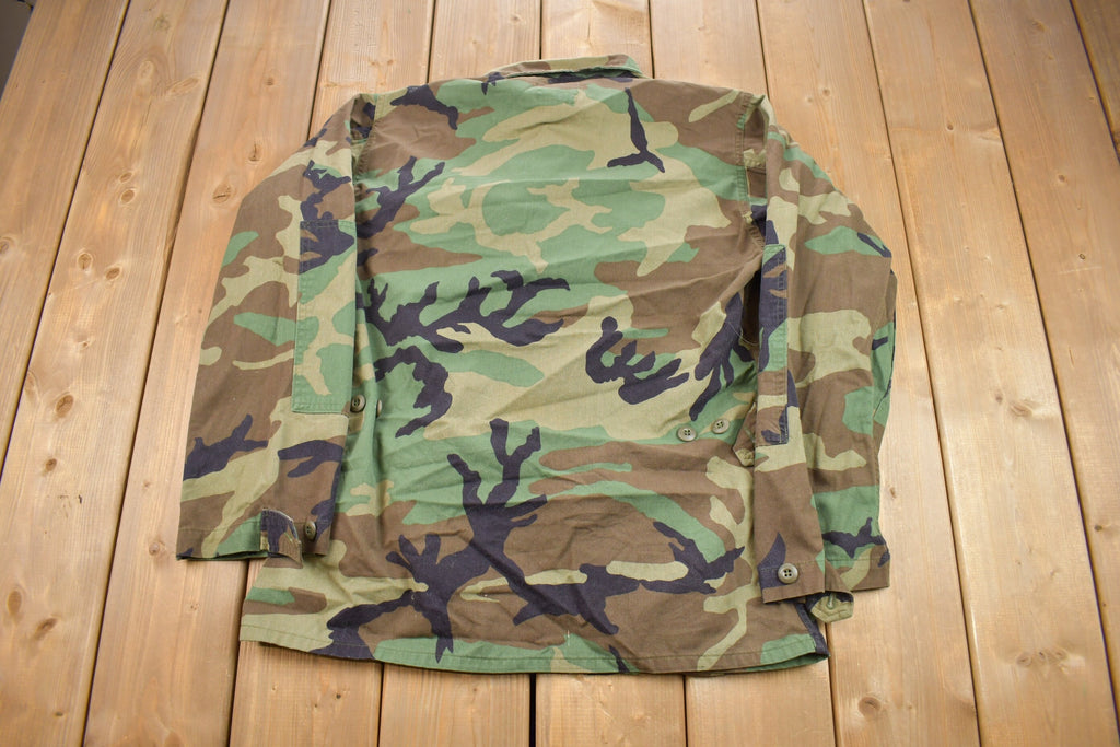 Vintage 1986 Woodland Camo Military Button Up Shirt
