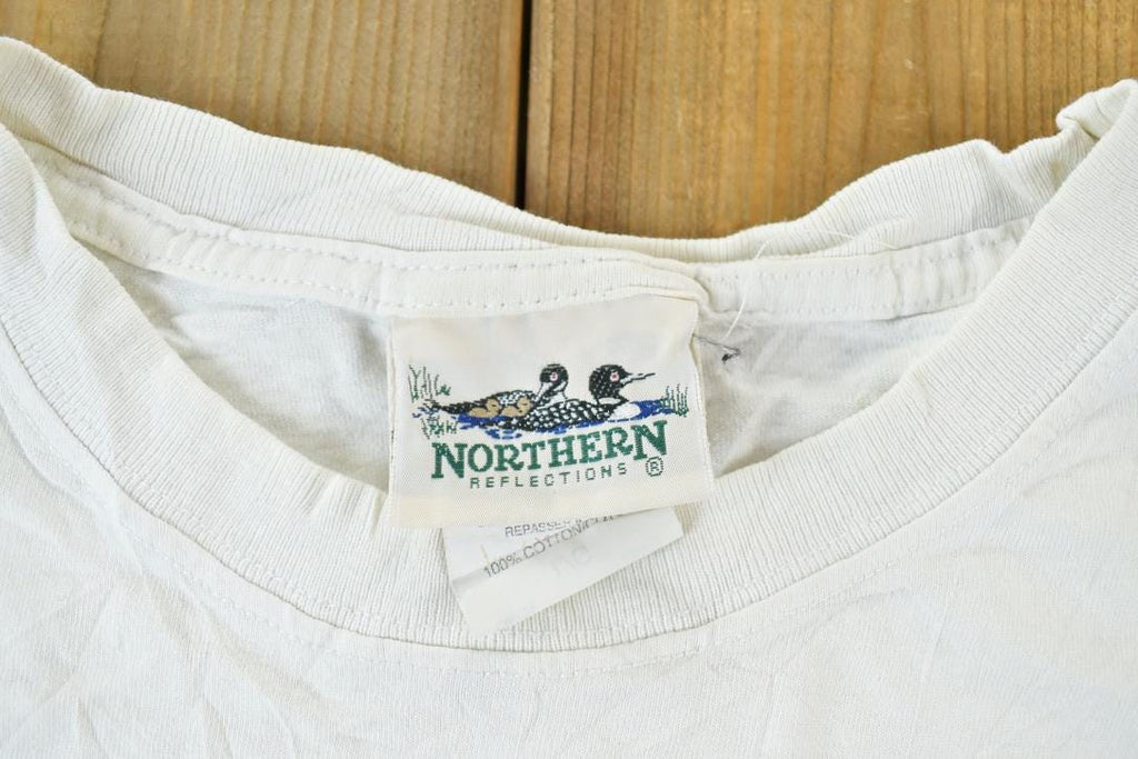 Vintage 1990s Northern Reflections Wrap Around Print T-Shirt / Vintage Floral Souvenir Streetwear / Vacation Tee