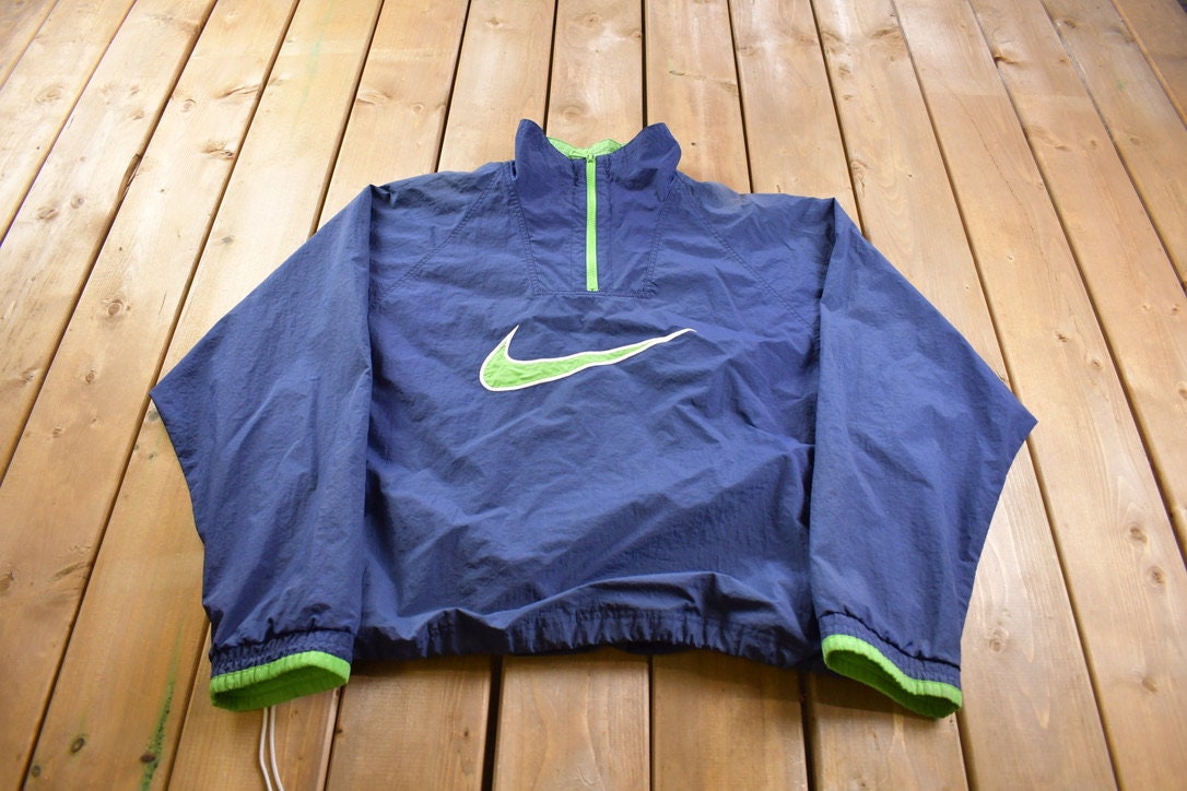 Vintage 1990s Nike Embroidered Mid Swoosh White Tag Windbreaker Jacket Athletic Spring Summer Sportswear