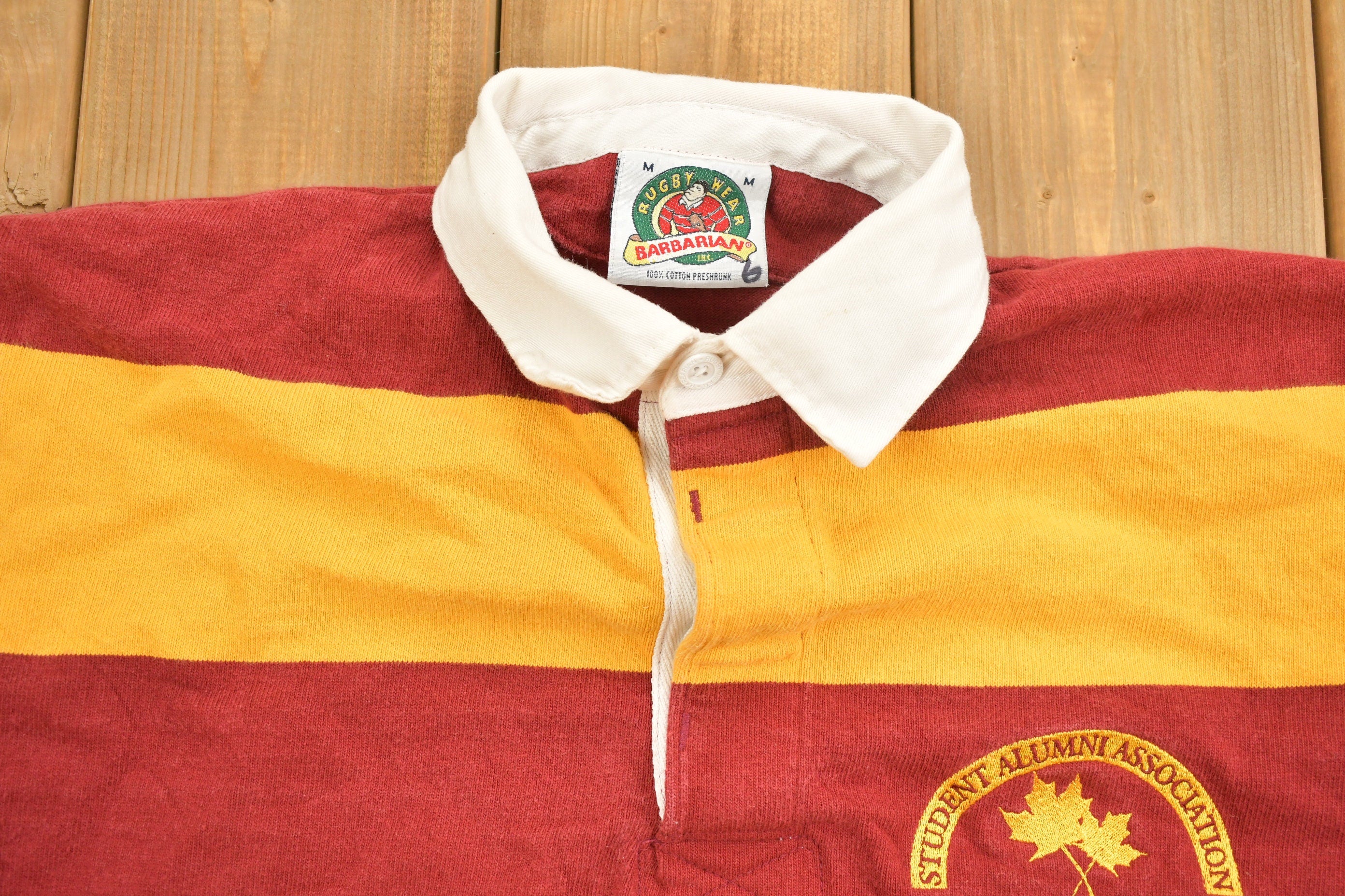Vintage 1990s Simpson College Rugby Barbarian Collared Sweatshirt