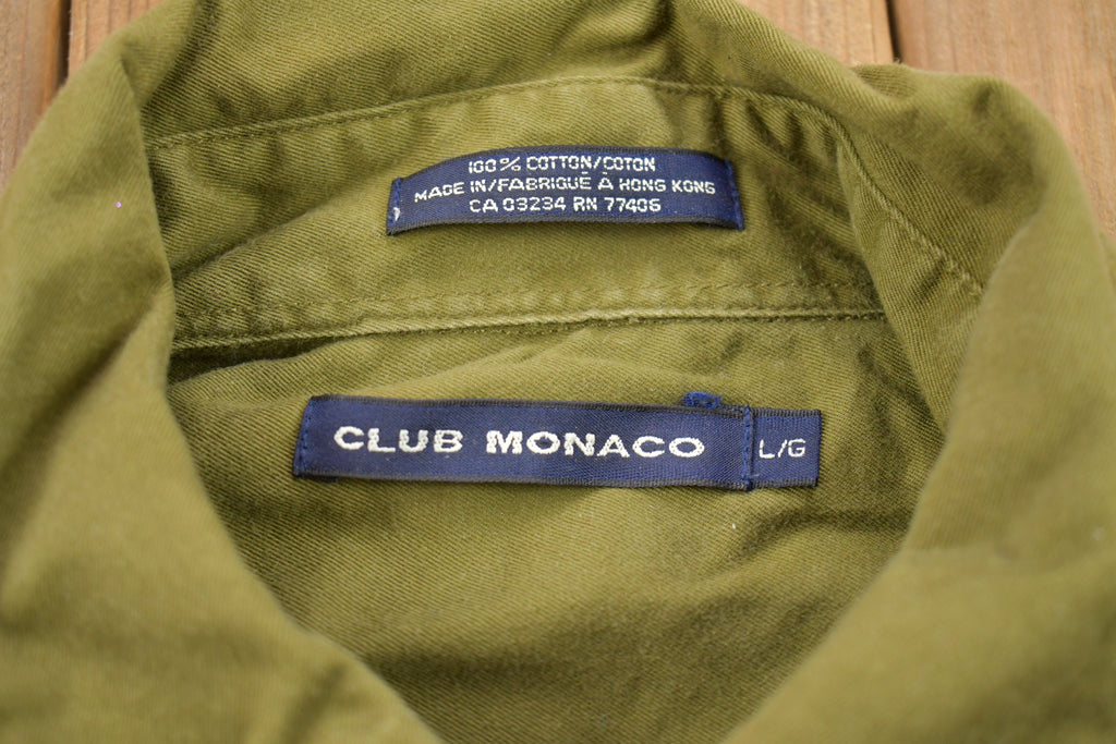 Vintage 1990s Club Monaco Blank Green Button Up Shirt