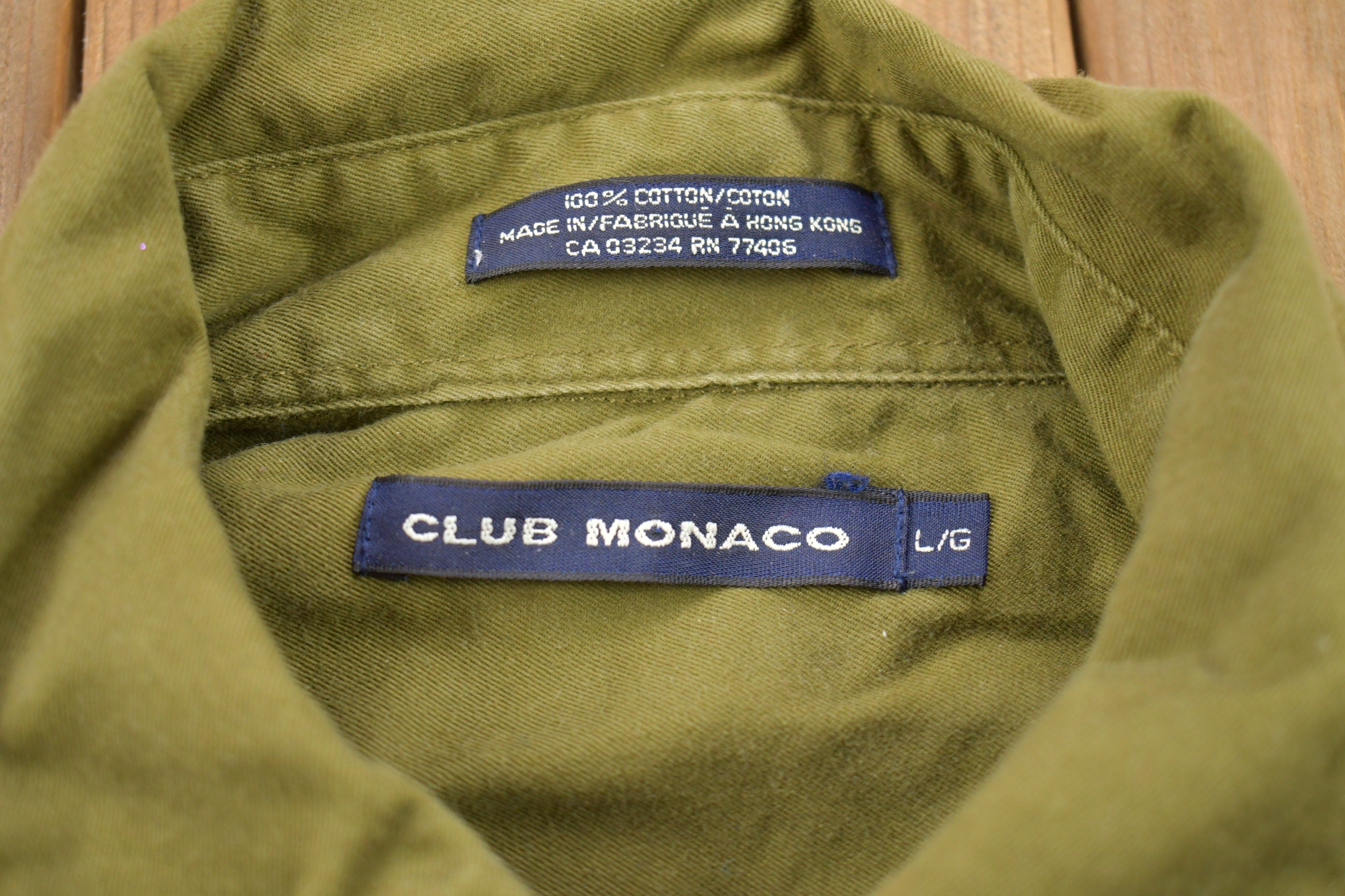 Vintage 1990s Club Monaco Blank Green Button Up Shirt