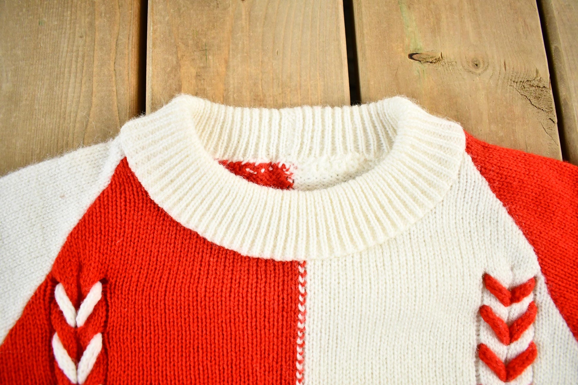 Vintage 1980s Abstract Pattern Knit Crewneck Sweater Men's Small