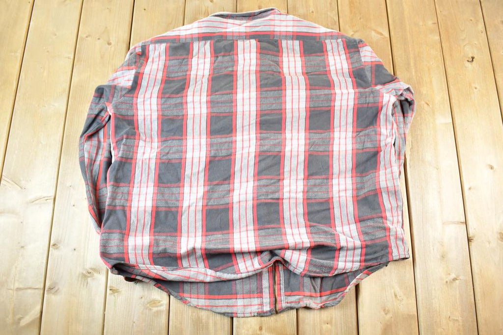 Vintage 1980s Five Brother Plaid Flannel Button Up Shirt Mens XL