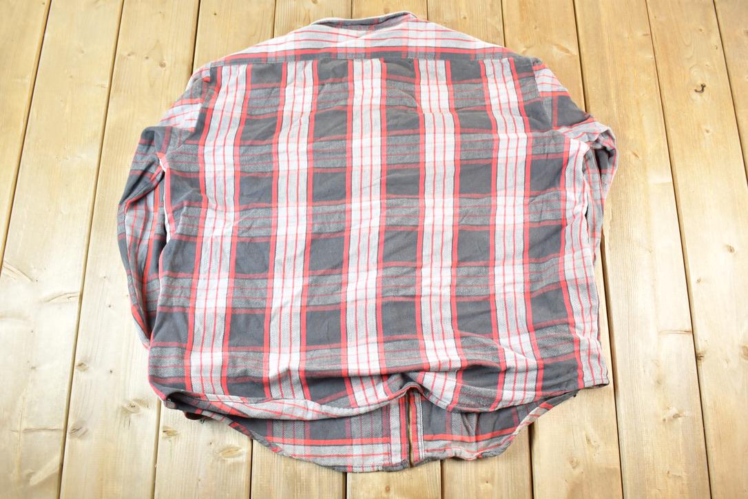 Vintage 1980s Five Brother Plaid Flannel Button Up Shirt Mens XL