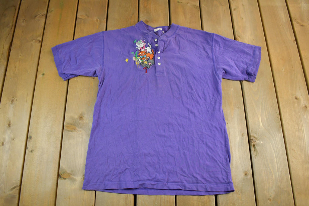 Vintage 1990s Disney Embroidered Aristocats Henley Adult Medium