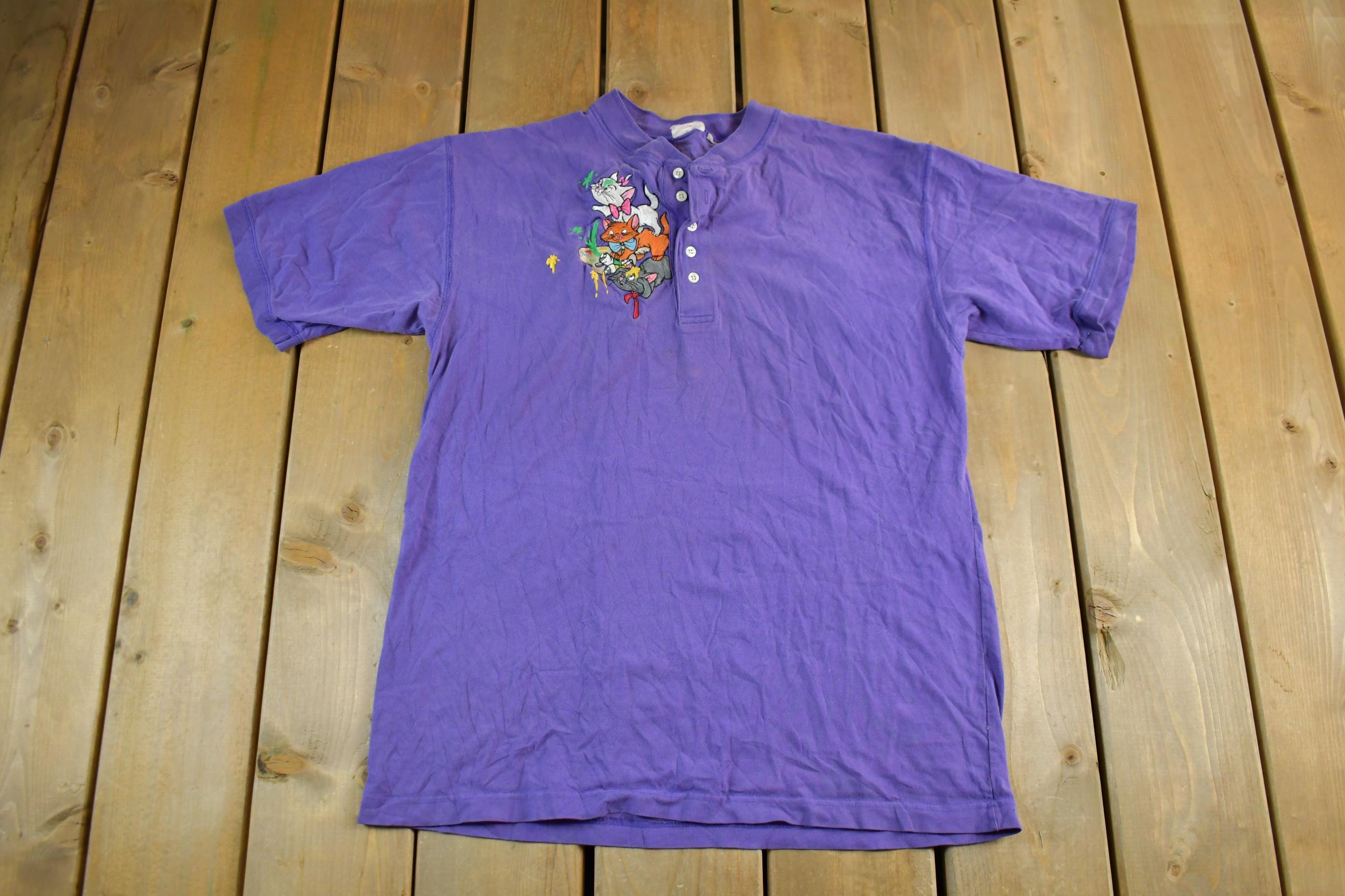 Vintage 1990s Disney Embroidered Aristocats Henley Adult Medium
