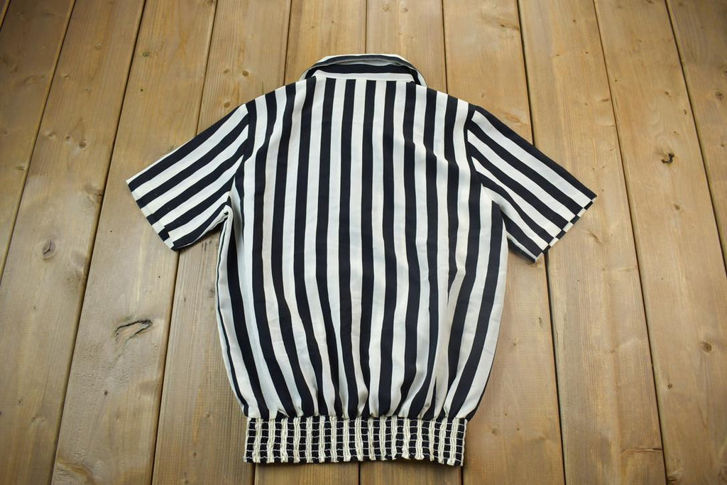 Vintage 1990s Black & White Patterned Striped Shirt / Vintage T Shirt / Streetwear / Single Stitch