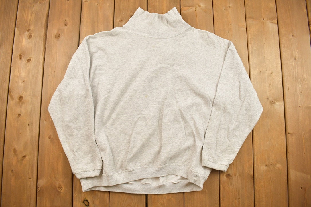 Vintage 1990s Grey Blank Turtleneck Sweatshirt