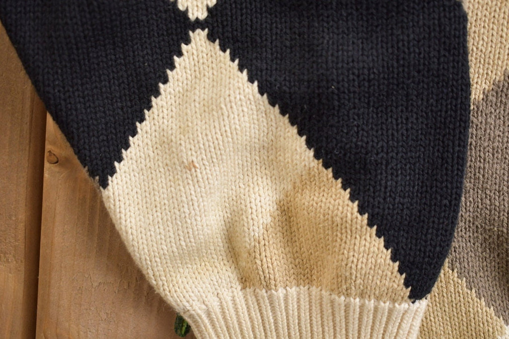 Vintage 1990s Croft And Barrow Knitted Argyle Crewneck Sweater