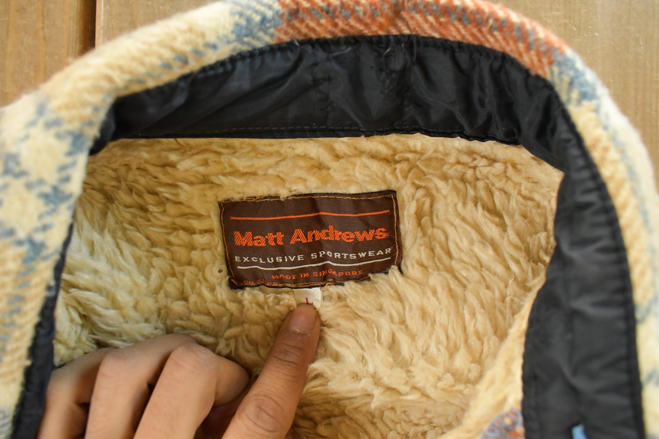 Vintage 1980s Matt Andrews Sherpa Lined Flannel Shirt Jacket Men's Large