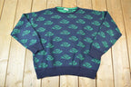 Vintage 1990s Nani Bon Knit Abstract Pattern Crewneck Sweater Made In Italy