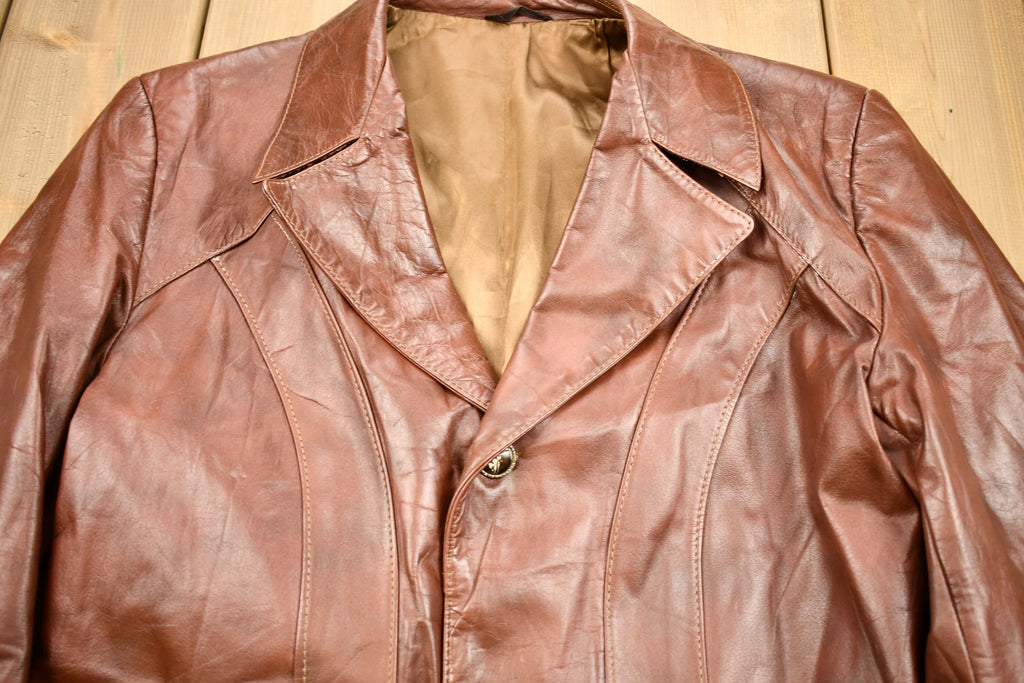 Vintage 1970s Burnt Orange Full Length Angel Skin Nappa Leather Trench Coat