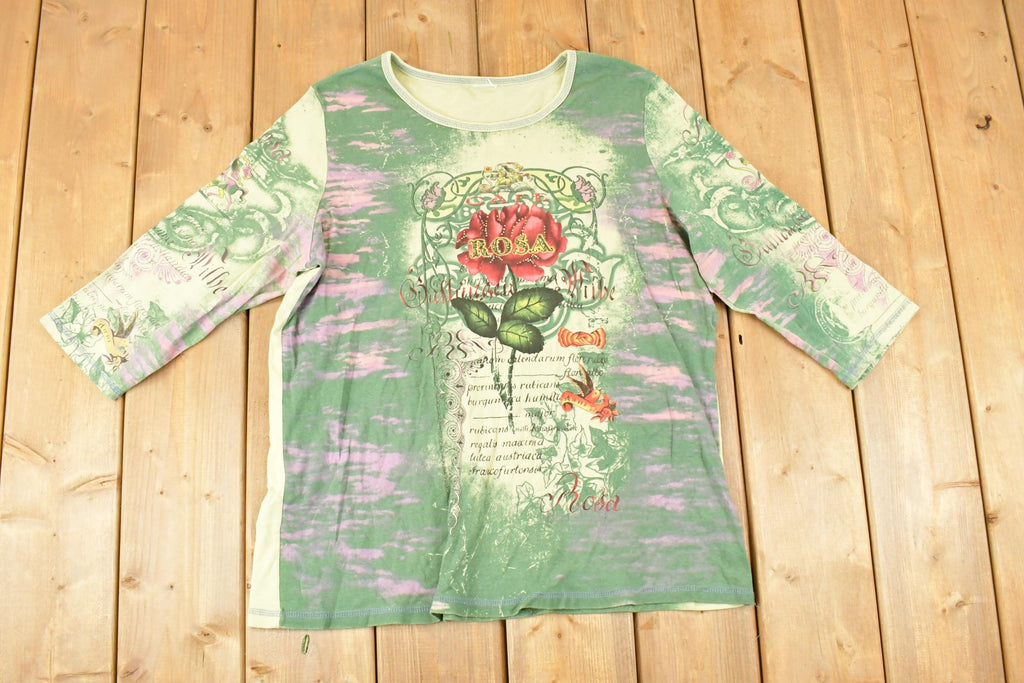Vintage Y2K AOP Rosa Cafe Souvenir Travel T-Shirt Women's L