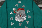 Vintage 1980s Santa Claus Christmas Sweater , Made In USA , 80s Holiday Crewneck , Winter Wear , Festive Graphic , Raglan Cut