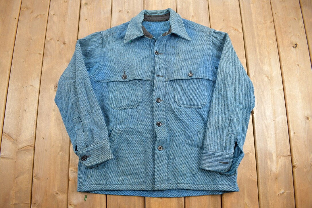 Vintage 1970s Button Up Wool Shacket / 1970s Button Up / Vintage Flannel / True Vintage / Heavy Wool